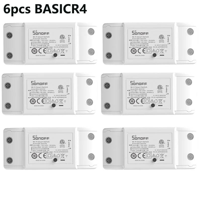 1-10 pces sonof basicr4 wifi interruptor inteligente remoto temporizador de voz suporte de controle remoto assistente de casa alexa alice ewelink app