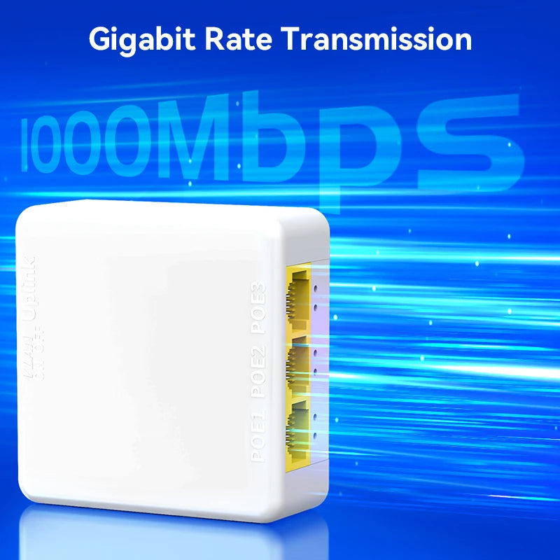 Extensor PoE Gigabit HORACO 4 Portas 30W - Repetidor IEEE 802.3af/at 10/100/1000Mbps Plug & Play Switch NVR Câmera IP