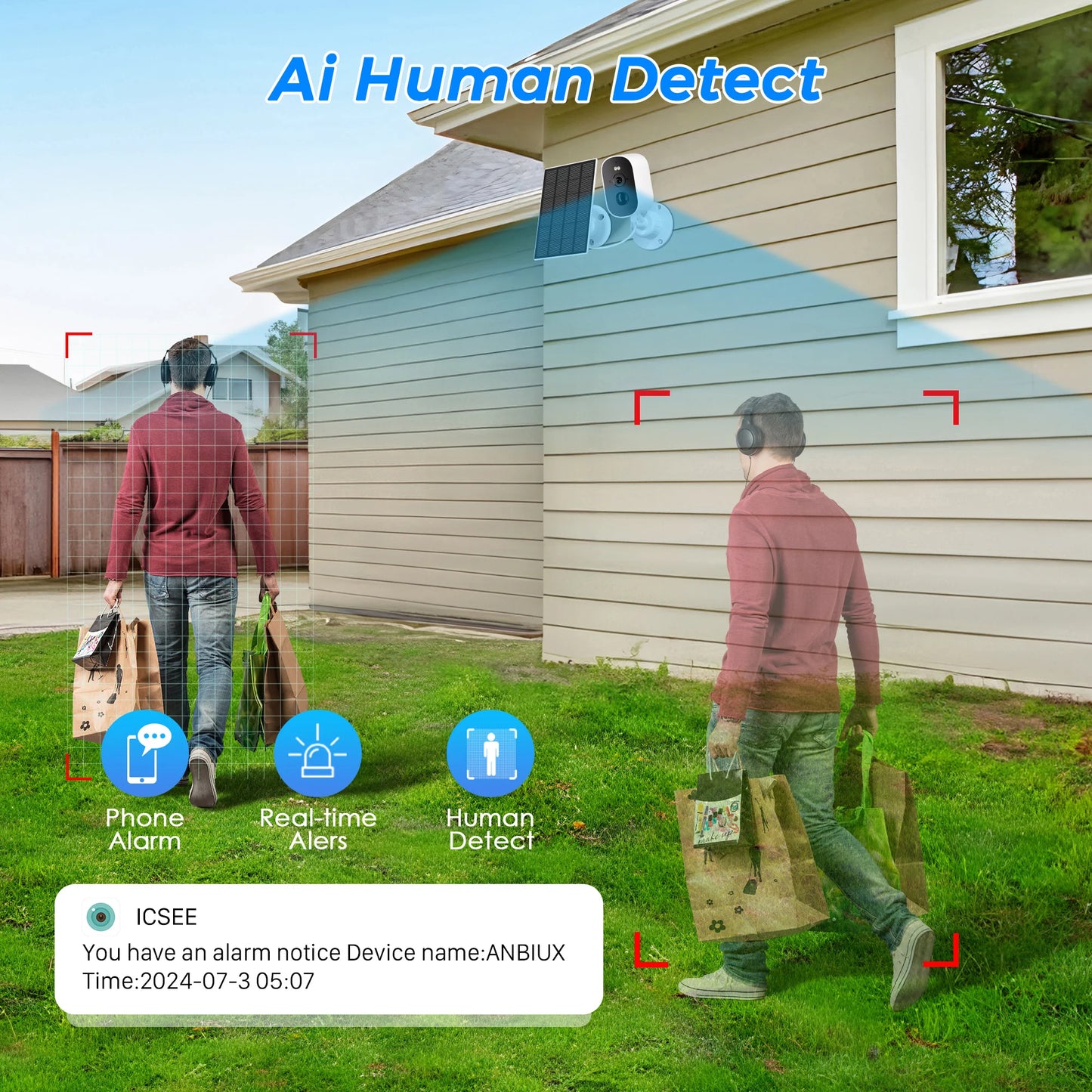 1080p wifi câmera solar ao ar livre sem fio alimentado por bateria bala câmera de segurança pir alarme movimento armazenamento em nuvem áudio em dois sentidos