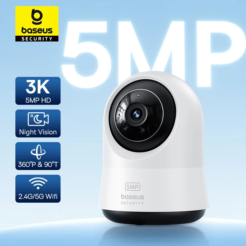 Câmera Baseus P1 Pro 5MP 3K WiFi Dual Band 2.4G/5G 360° com IA Quádrupla