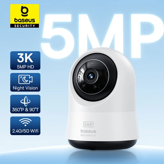 Câmera Baseus P1 Pro 5MP 3K WiFi Dual Band 2.4G/5G 360° com IA Quádrupla