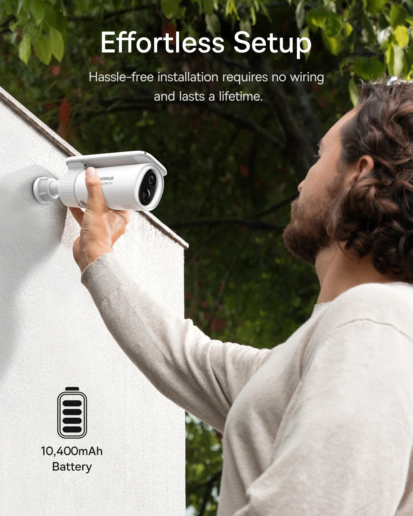 Câmera Baseus Security S1 2K Solar WiFi com Sistema de Rastreamento Solar 145° IP67