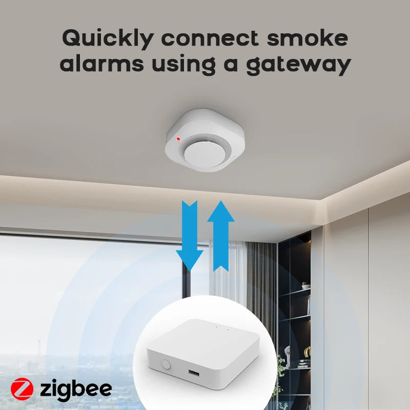 Tuya zigbee wifi inteligente detector de fumaça sensor alarme segurança em casa proteção contra incêndio para sistema segurança em casa via smart life app
