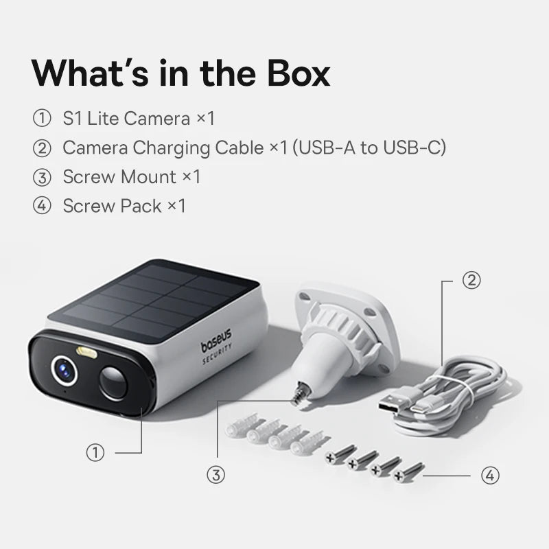 Câmera Baseus S1 Lite 2K 4MP Solar Dupla Lente 135° POE IP67 WiFi