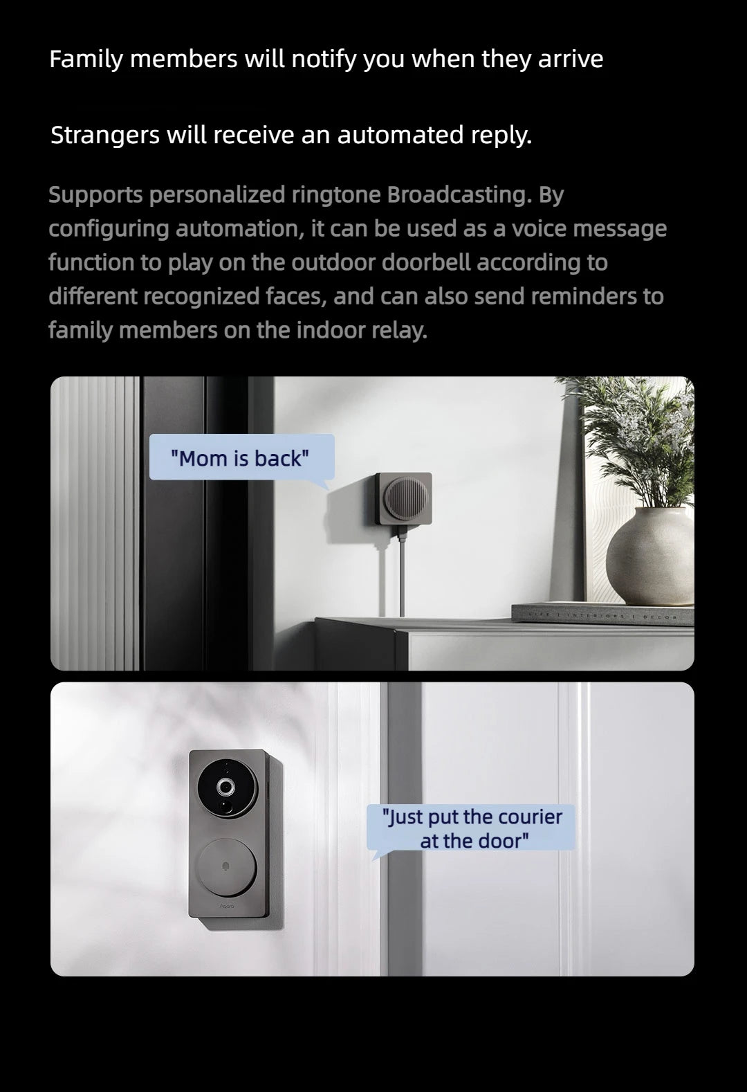 Aqara wi fi inteligente vídeo campainha g4 sem fio 1080p hd câmera ir alarme de segurança casa inteligente campainha da porta wi fi intercom para casa