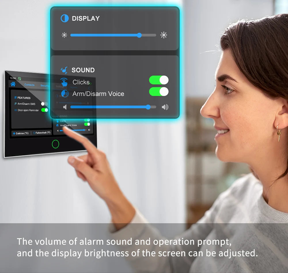 Central de Alarme KERUI G70 Tuya WiFi 4G Tela Touch 7" Kit Completo 100 Zonas FSK Sistema Inteligente - KERUI