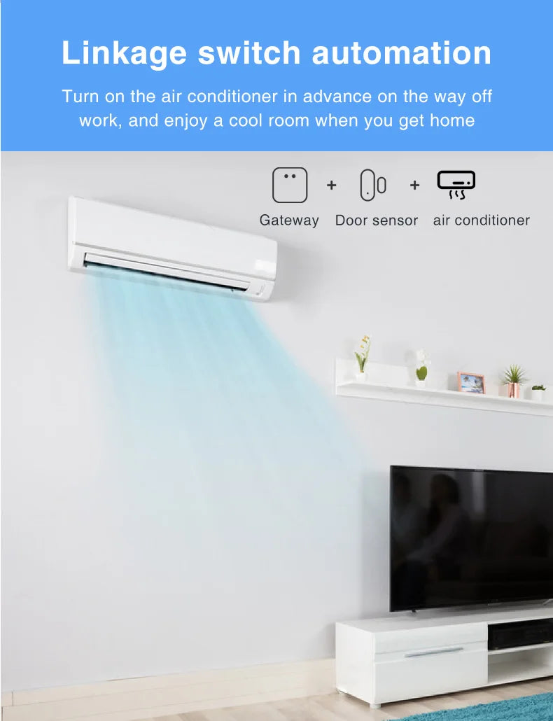 Sensor de Porta e Janela Zigbee Tuya - Detector de Abertura - Smart Life App - Requer Gateway