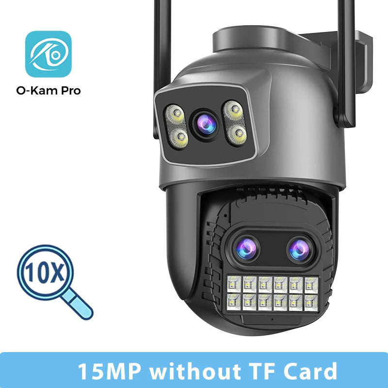 Câmera IP WiFi BESDER 15MP Tripla Lente PTZ Tela Dupla 10x Zoom Detecção Humana Visão Noturna Colorida IP66 - BESDER