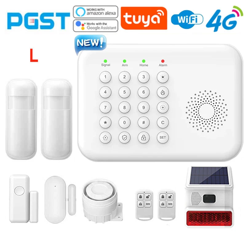 Pgst 4g wifi proteção de segurança alexa tuya vida inteligente automação residencial porta movimento sensor magnético alarme sistema segurança kit a01