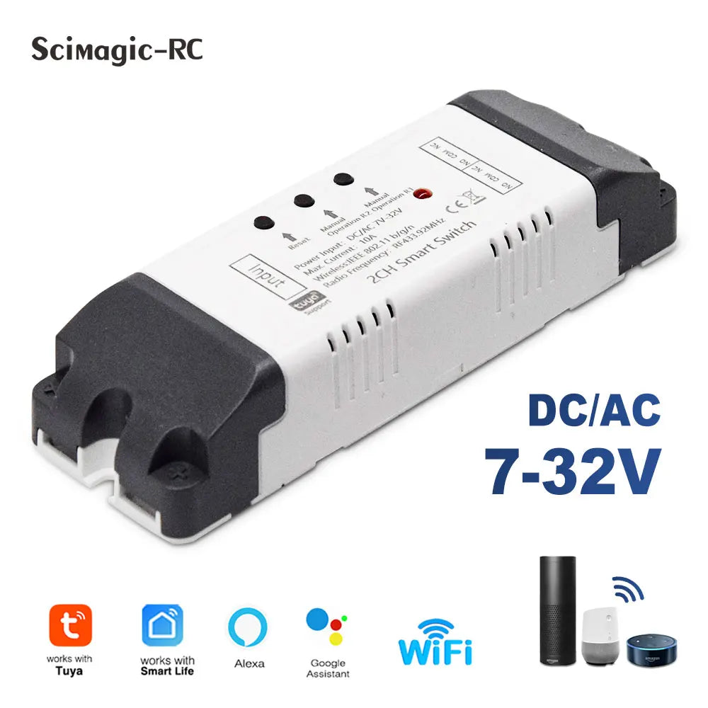 Tuya wifi inteligente portão de garagem interruptor do motor acesso porta elétrica dc 12v 24v 32v ac 220v 1/2ch módulo relé pulso rf433 remoto alexa