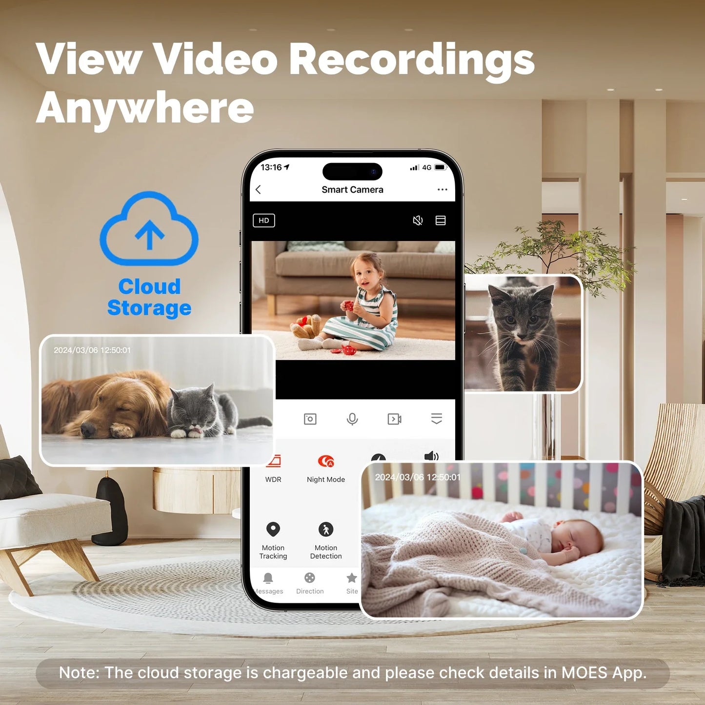 Câmera de Segurança MOES Tuya WiFi 4MP HD Pan/Tilt com Visão Noturna Infravermelha, Detecção de Movimento e Som, Patrulha Panorâmica