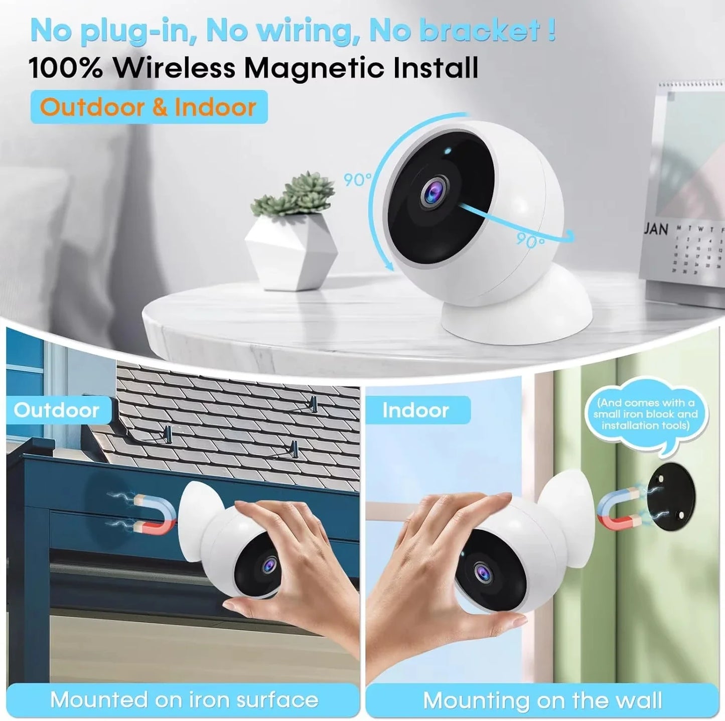 Câmera Dome Magnética ANSVICAM AN-CG9s 2K – Bateria 5800mAh, Pan 360°, IP66 e Detecção Humana por IA