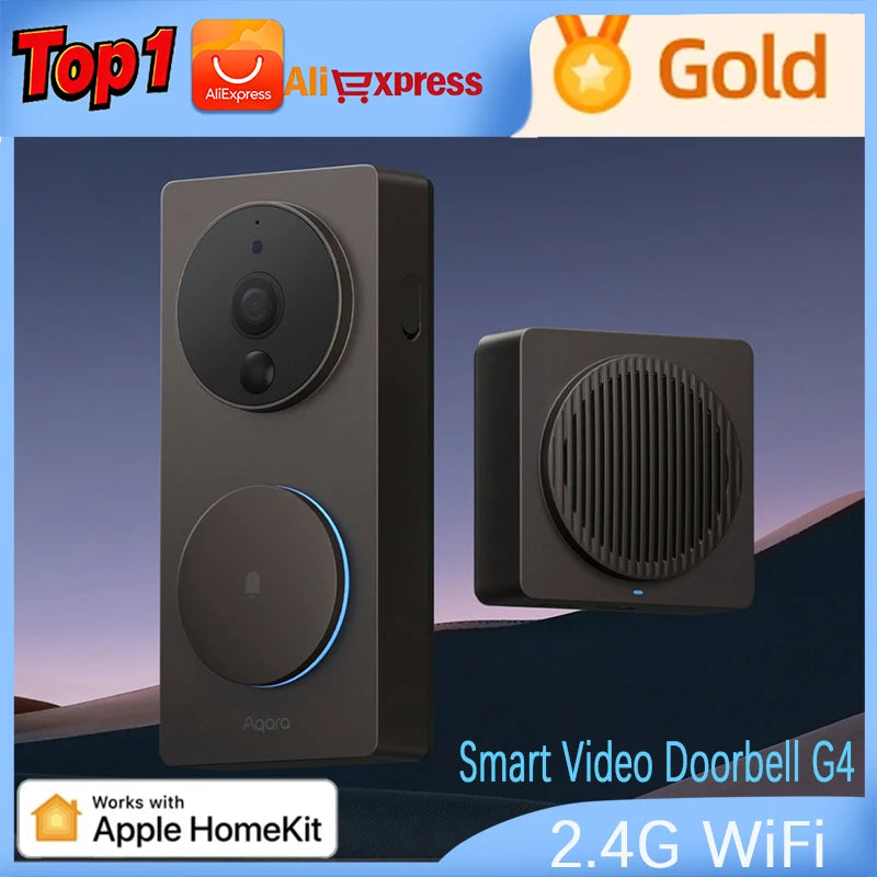 Aqara wi fi inteligente vídeo campainha g4 sem fio 1080p hd câmera ir alarme de segurança casa inteligente campainha da porta wi fi intercom para casa