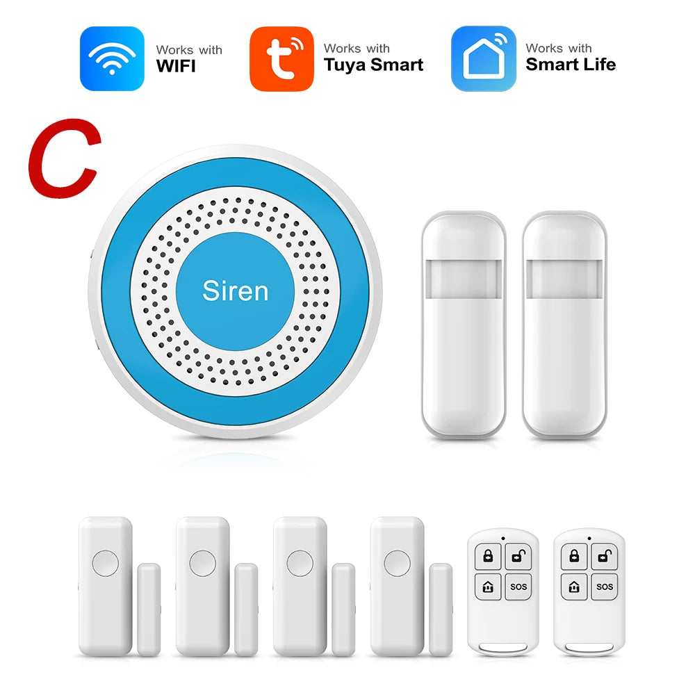 Tuya wifi sistema de alarme casa inteligente casa diy tuya sistema alarme porta sem fio sensor janela trabalho com alexa