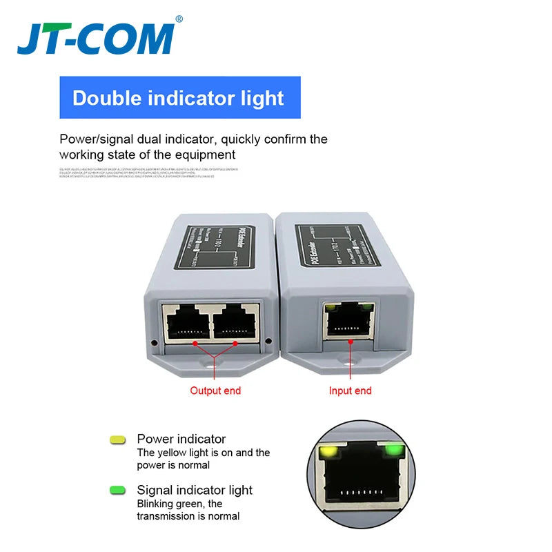 Extensor PoE OMAY 1 para 2 Portas Gigabit - IEEE 802.3af/at 48V 100/1000Mbps Extensão 100m Câmera IP NVR