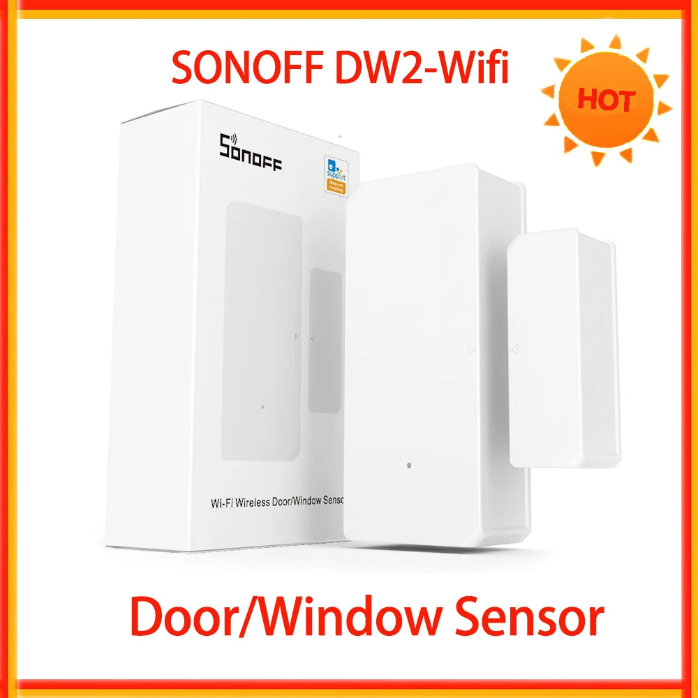 Sonoff dw2 wifi sem fio porta/janela sensor módulo de automação residencial inteligente sem necessidade de gateway sincronização de status fácil instalação sensor