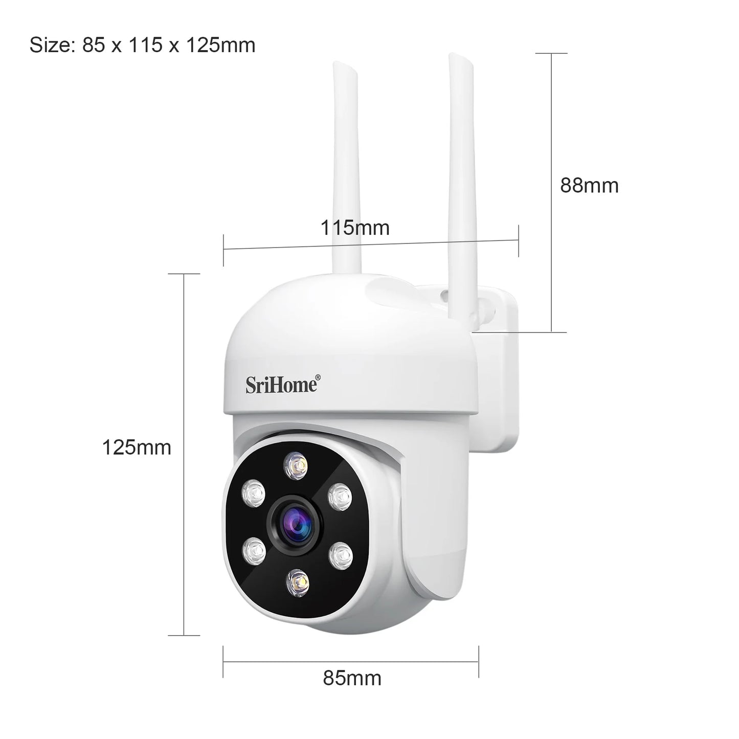 Srihome SH061 Câmera de monitoramento sem fio PTZ AI 1080P Câmera de segurança doméstica Visão noturna Detecção humana Vigilância por vídeo CCTV