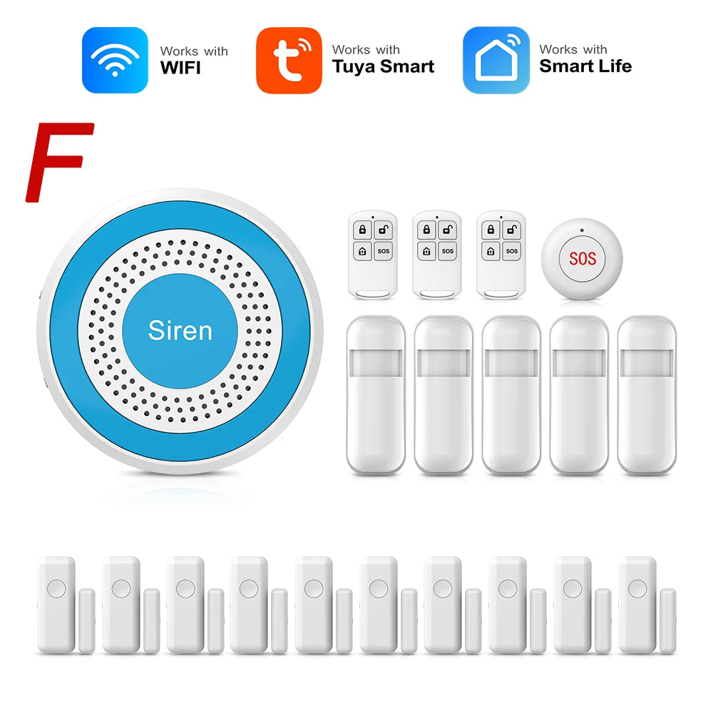 Tuya wifi sistema de alarme casa inteligente casa diy tuya sistema alarme porta sem fio sensor janela trabalho com alexa