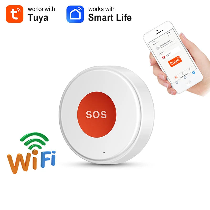 Tuya wifi sos botão uma chave de emergência sem fio alarme segurança dispositivo pânico para idosos crianças segurança em casa vida inteligente app remoto
