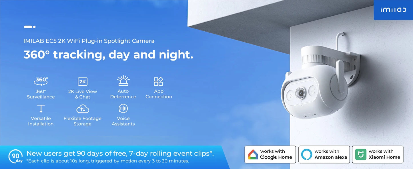 Câmera IMILAB EC5 Floodlight 2K 3MP 360° com Holofote 400Lm e Rastreamento Humano