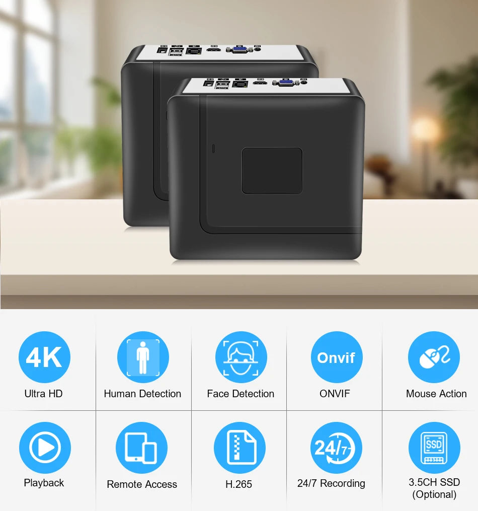 NVR SMAR H.265 - 8/16/32 Canais - Suporta Câmeras 4K 8MP - Detecção Facial - Onvif