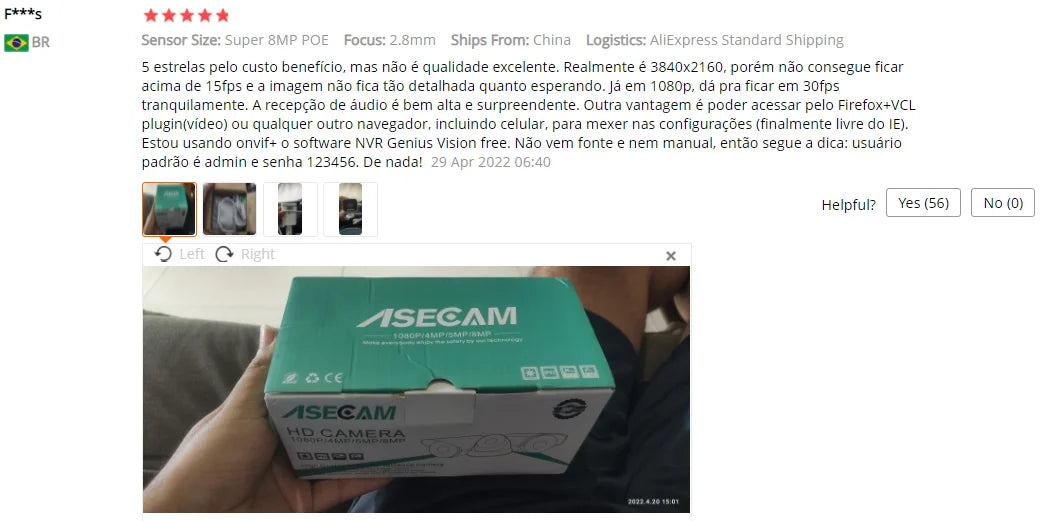 Câmera IP ASECAM 8MP 4K POE com Detecção Humana, Áudio, Luz Dupla e Visão Noturna Colorida 50m