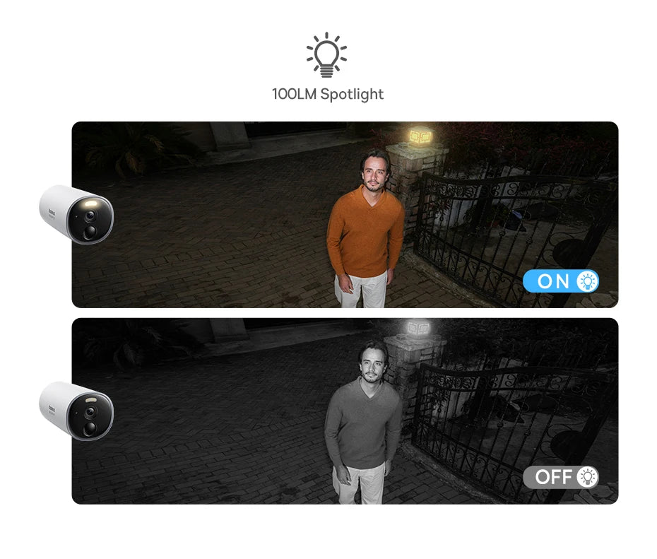 Câmera de Segurança Baseus B1 2K WiFi Sem Fio com Bateria 7800mAh, Gravação 24/7 e Armazenamento Interno 8GB