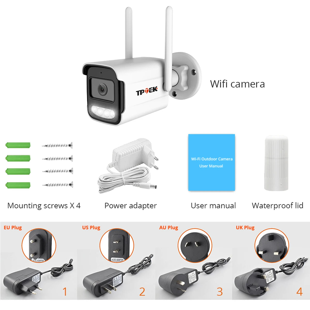 Câmera TPTEK 8MP 4K WiFi IP Bullet com IA Humana Visão Noturna 30m ONVIF IP66