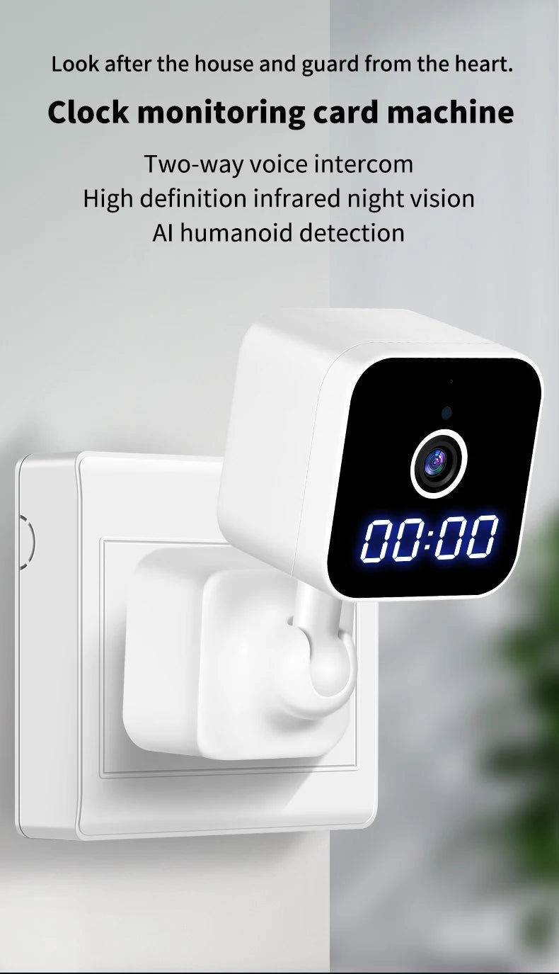 Tuya wifi câmera de vigilância casa relógio plug câmera digital graffiti inteligente hd câmera sem fio vlogging câmera ação