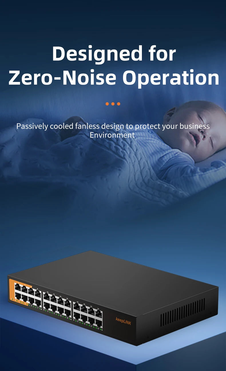 Switch Ethernet Gigabit de 24 portas KeepLiNK Plug and Play não gerenciado