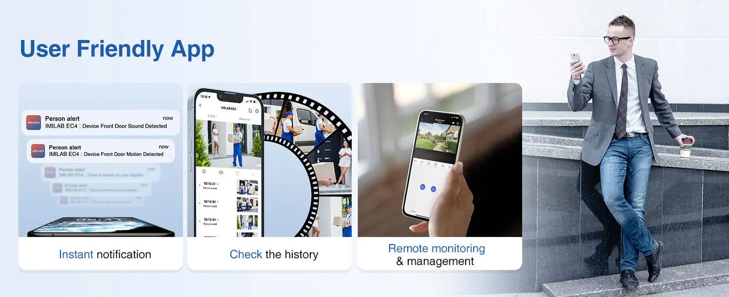 Câmera IMILAB EC4 2.5K 4MP Solar WiFi com Bateria 5200mAh e Zoom 5x IP66
