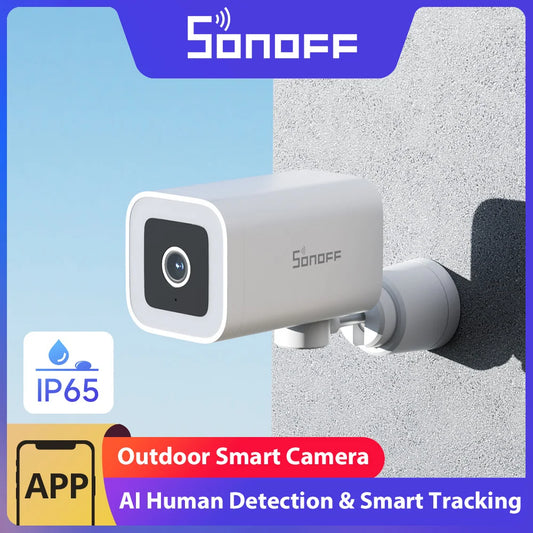 Câmera de Segurança Externa Inteligente SONOFF CAM-B1P 2K HD com Detecção Humana IA IP65 À Prova D'água Rastreamento Inteligente e Visão Noturna Colorida