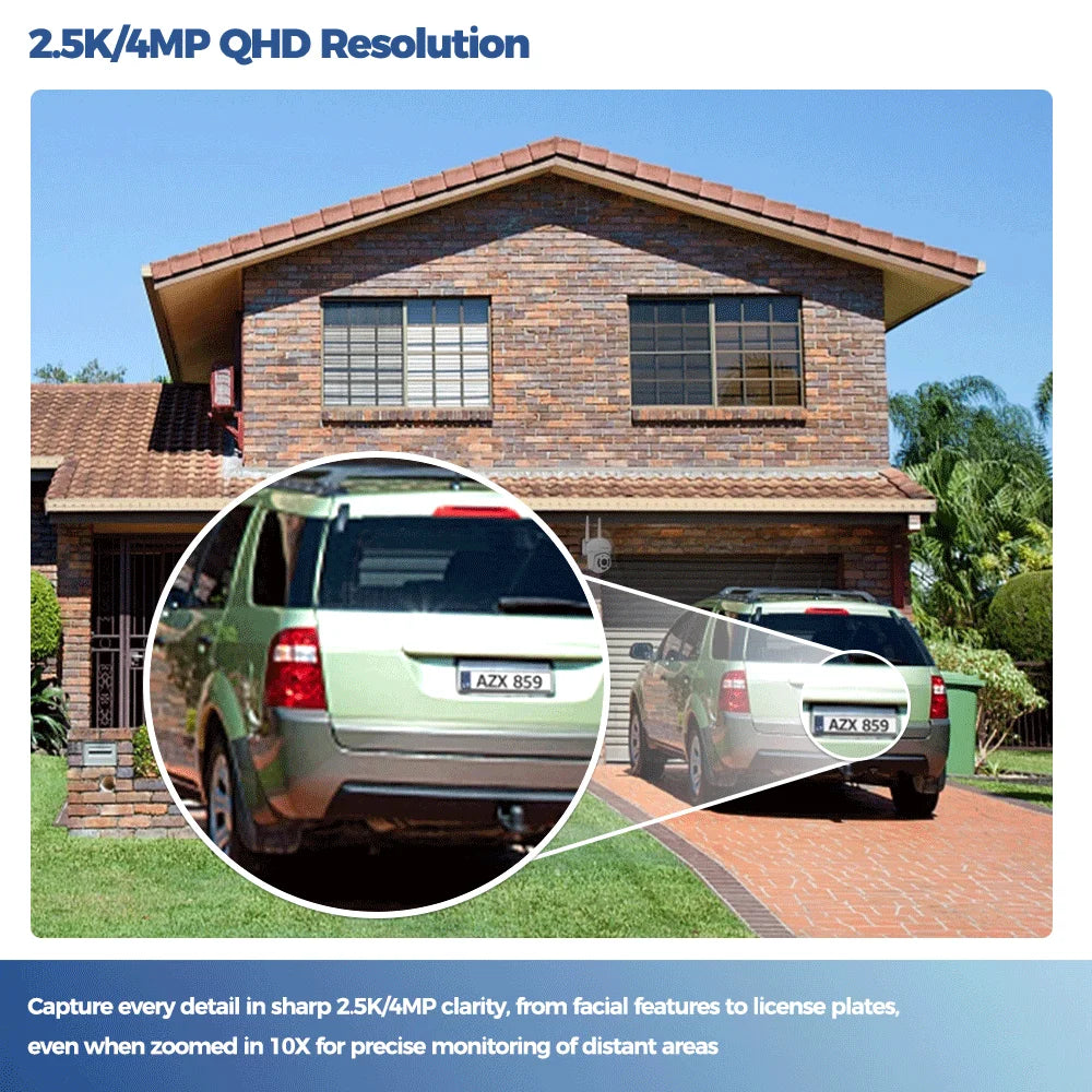 Câmera ALEVIO 2.5K 4MP Solar WiFi Dual Band com IA Quádrupla e Zoom 10x IP67