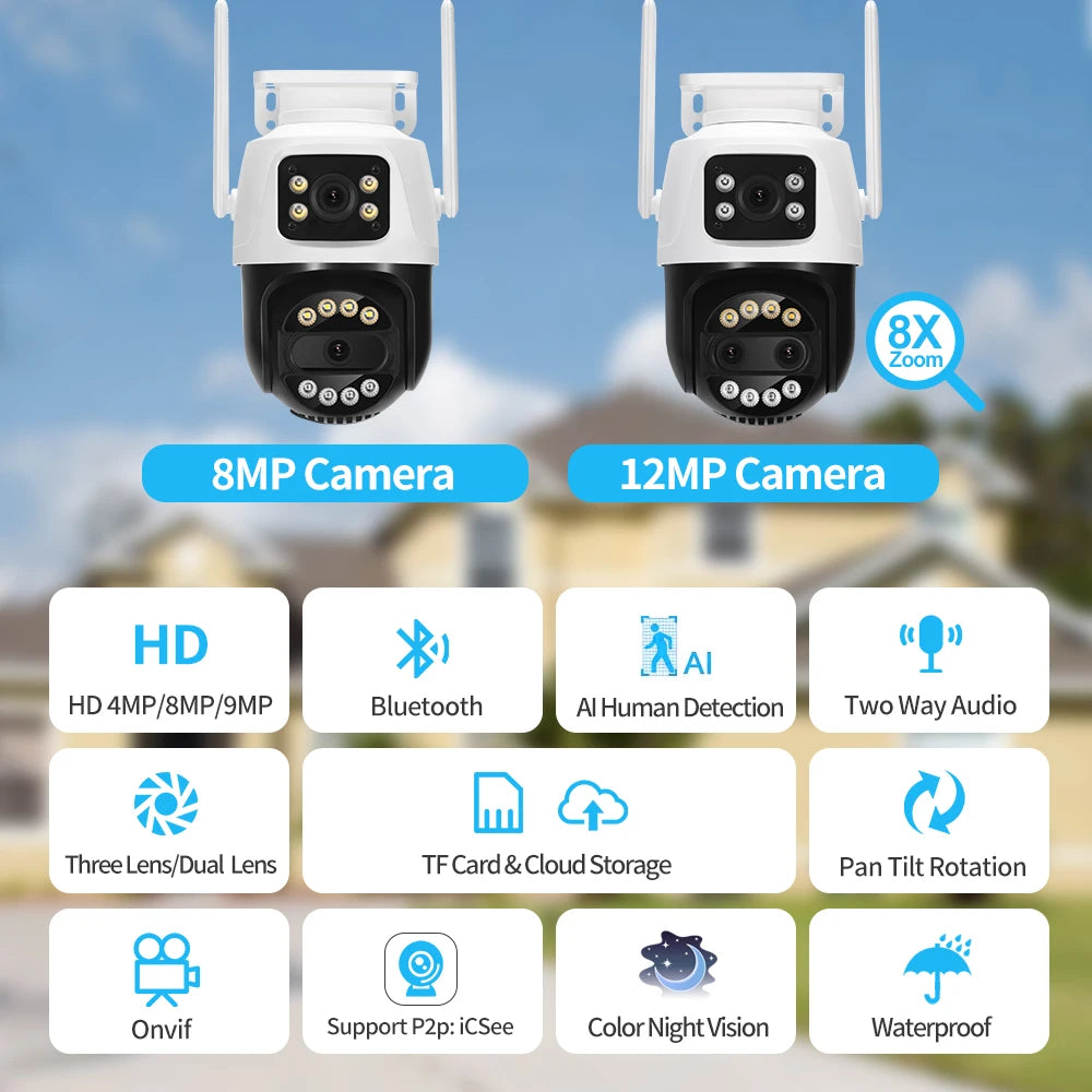 Câmera WiFi 12MP 6K Dome com Zoom 8X Detecção Humana IA Rastreamento Automático Alexa - ASECAM AS60WIC
