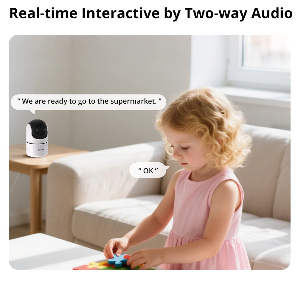 Câmera de Segurança Interna Inteligente 360° com Visão Noturna Detecção IA e Alexa SONOFF CAM Pan-Tilt 2