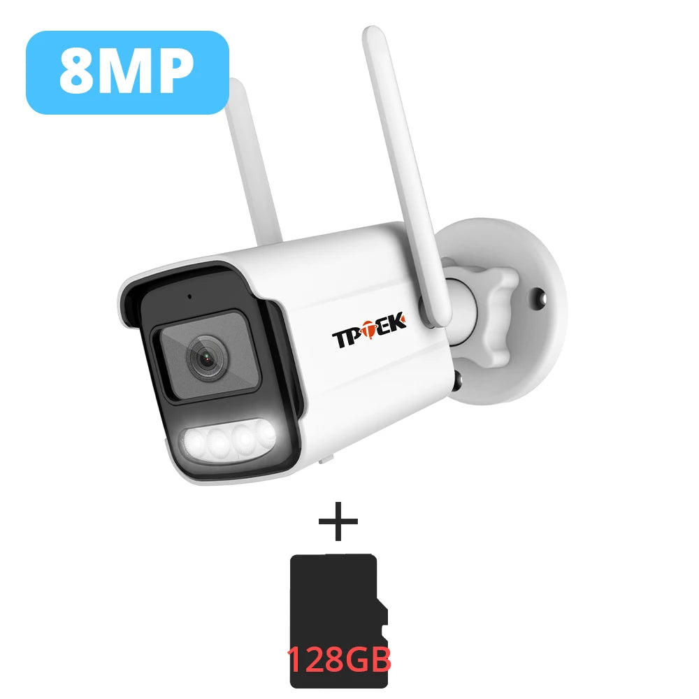Câmera TPTEK 8MP 4K WiFi IP Bullet com IA Humana e Visão Noturna 30m IP66