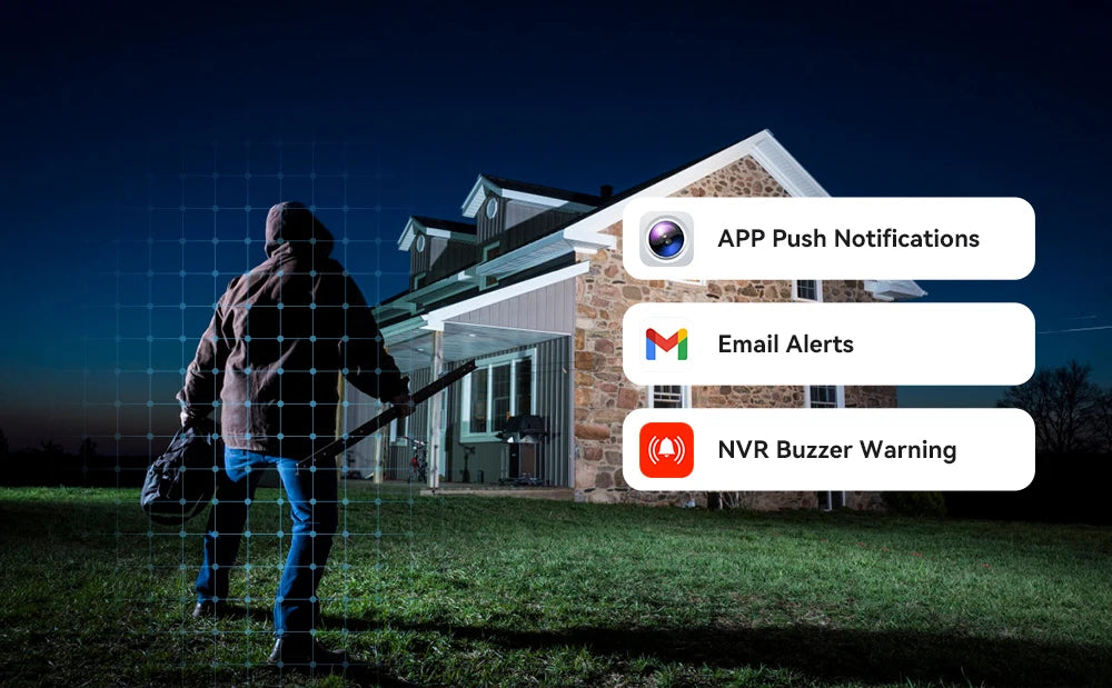 Kit Câmera de Segurança PoE 8MP 4K com NVR 8 Canais H.265 Detecção Humana Áudio IP66 - ASECAM