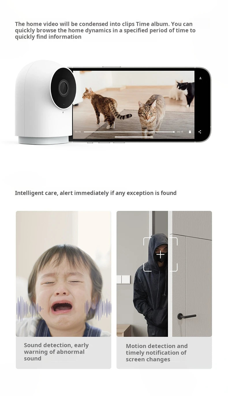 Câmera Inteligente Aqara G2H Pro 1080P HD Edição Hub Gateway Visão Noturna Câmera de Vigilância IP Móvel Zigbee WIFI para APP HomeKit