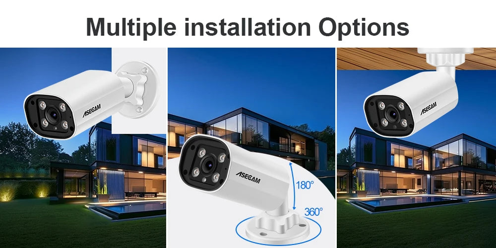 Kit Câmera de Segurança 8MP 4K com NVR 8 Canais Detecção Humana IA Áudio Visão Noturna Colorida IP67 - ASECAM