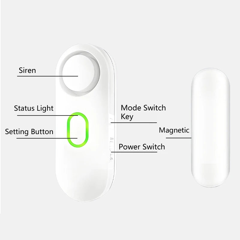 Alarme de janela de porta sem fio com controle remoto, 3 modos (bem/porta aberta/alarme), instalação de montagem em fita dupla face,