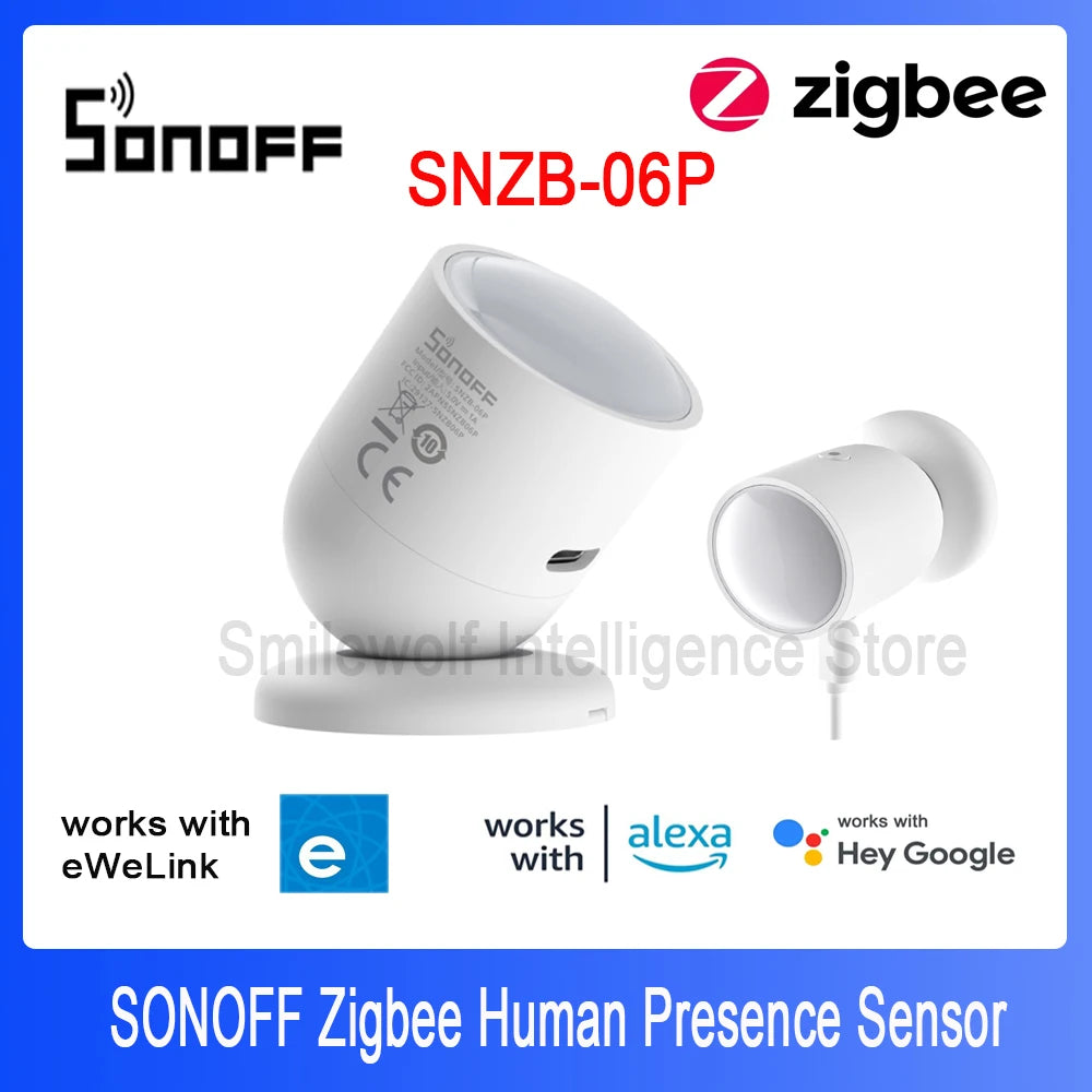 Sensor de Presença Humana SONOFF SNZB-06P Zigbee - Radar 5.8GHz - Detecta Movimento e Pessoa Parada - Alexa