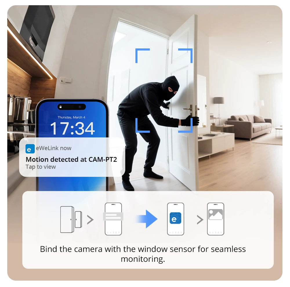 Câmera de Segurança Inteligente 360° com Visão Noturna HD e Interação em Tempo Real SONOFF CAM PT2