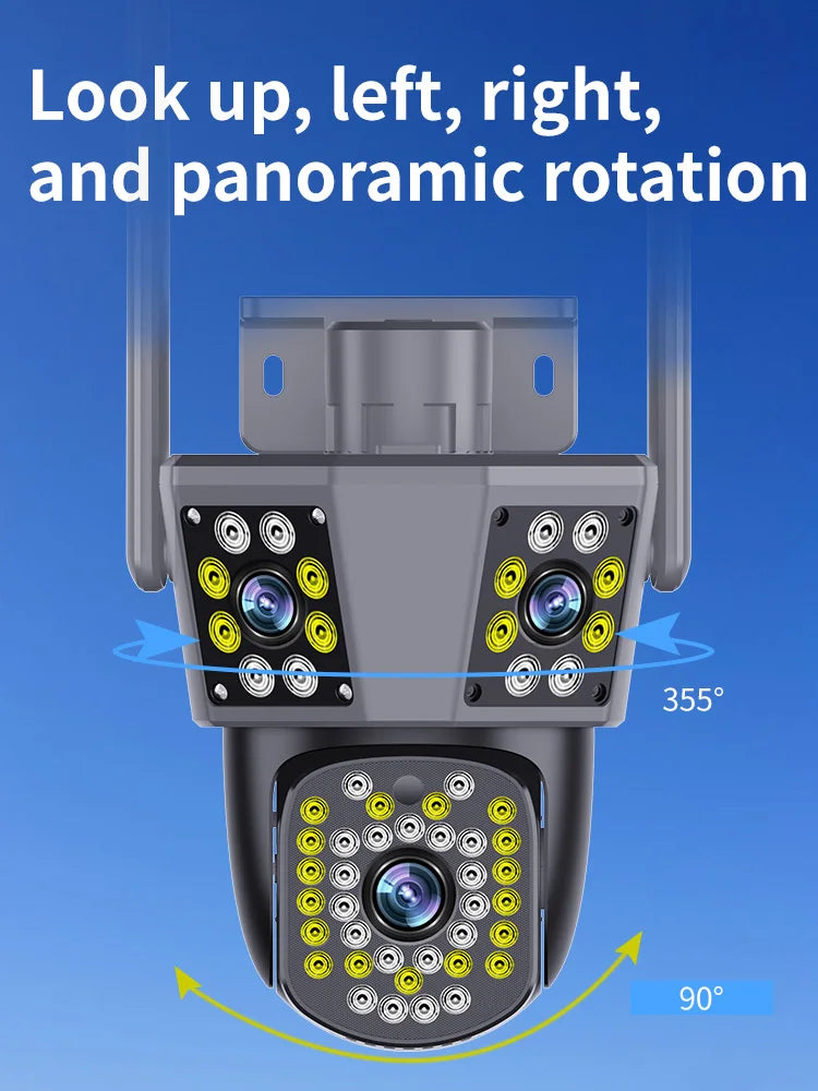 Câmera WiFi 12MP 6K Três Lentes Zoom 10x Rastreamento IA Visão Noturna Colorida CHAMOUS