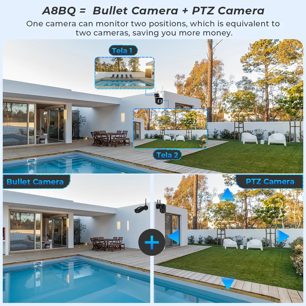 Câmera WiFi 12MP 6K Dome com Zoom 8X Detecção Humana IA Rastreamento Automático Alexa - ASECAM AS60WIC