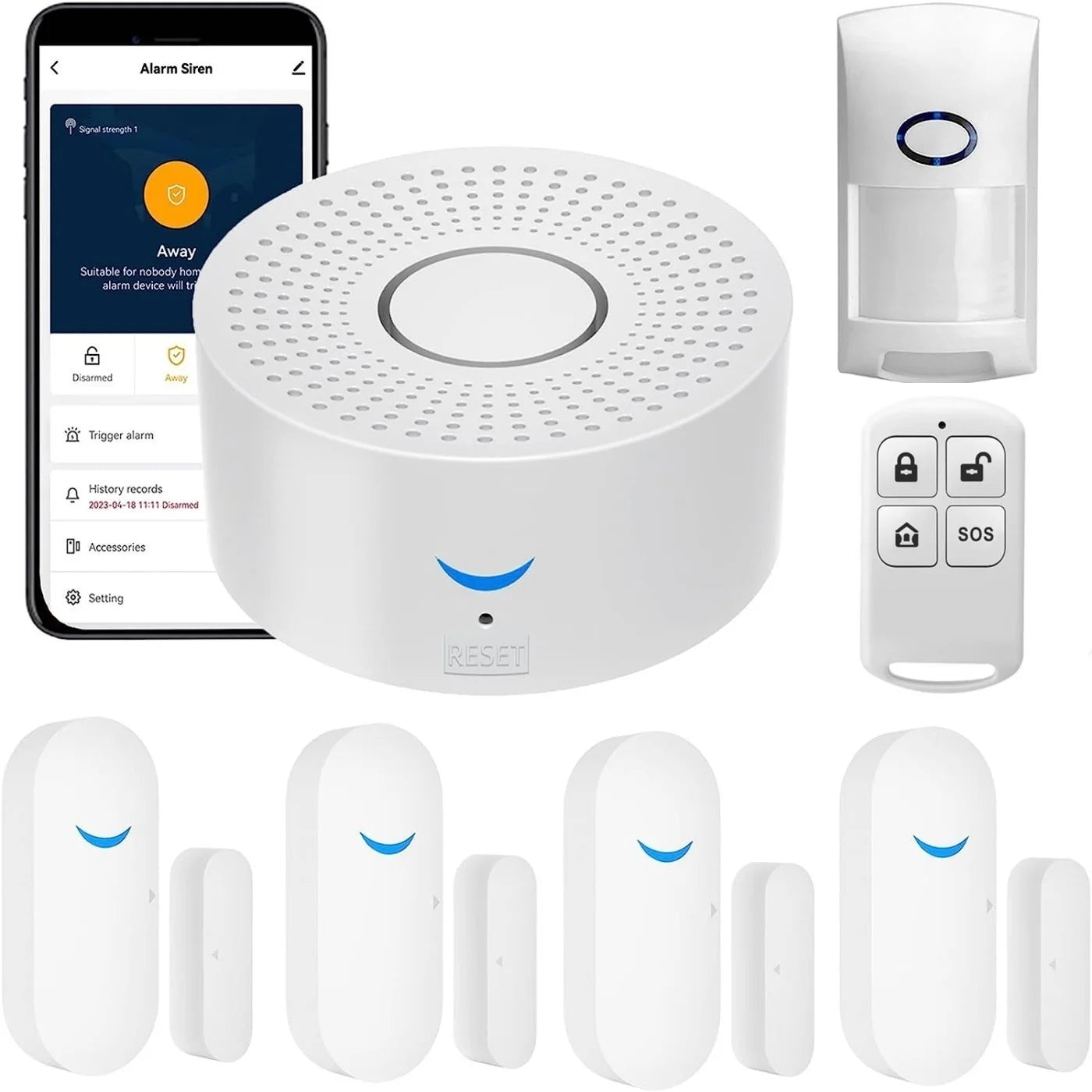Tuya Wifi Smart Home Alarm System 433mhz Alarme de Segurança Assaltante Siren Smart Life App Controle Sem Fio Kits de Alarme Doméstico