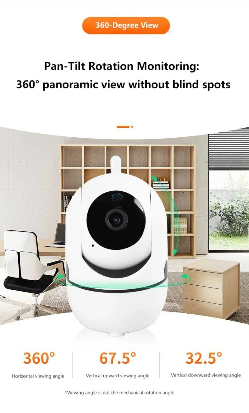 Mini Câmera WiFi Lenovo 1080P – Rastreamento Automático, Visão Noturna e Monitor de Bebês