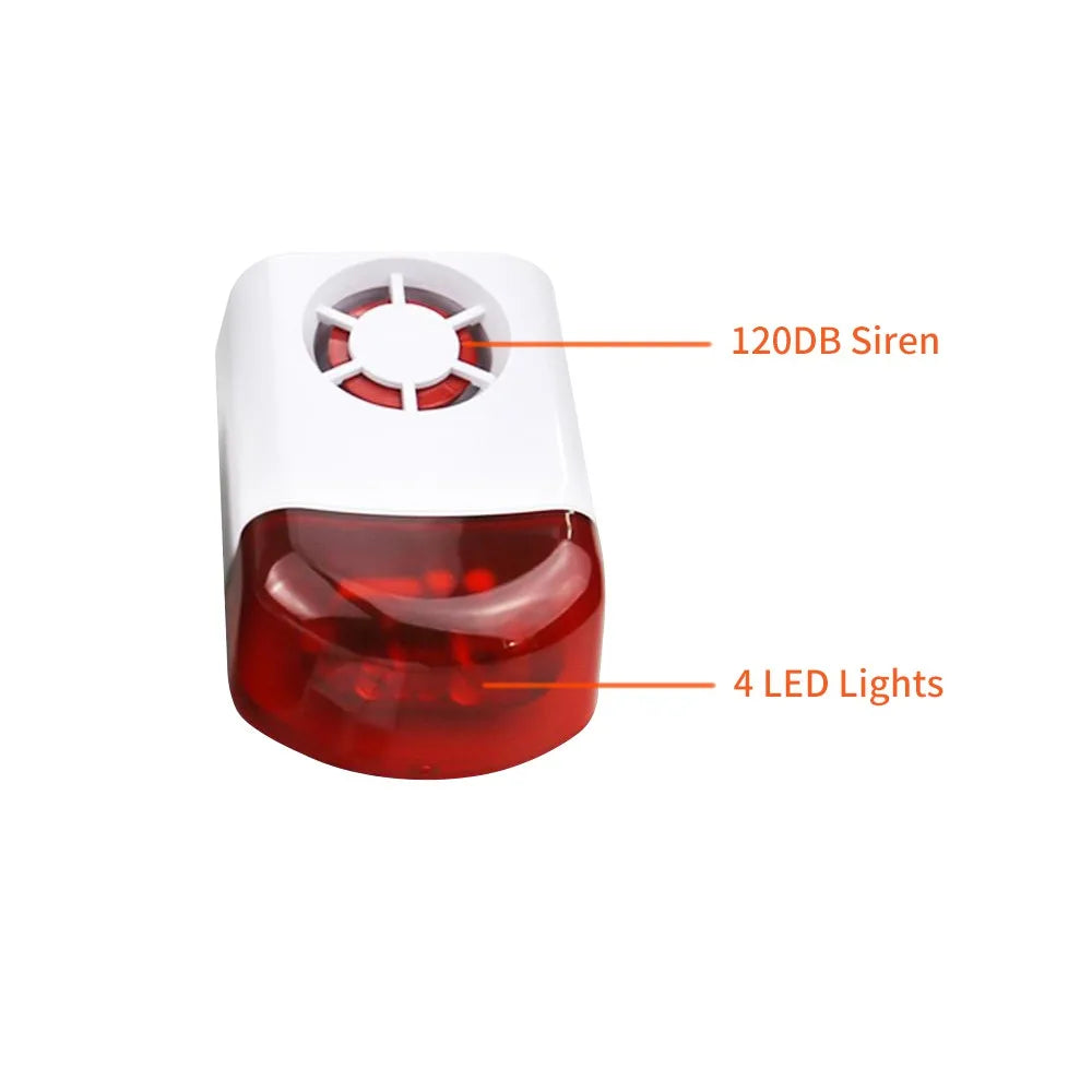 Sirene de Alarme Staniot 433MHz - 120dB com Luz Estroboscópica para Uso Externo