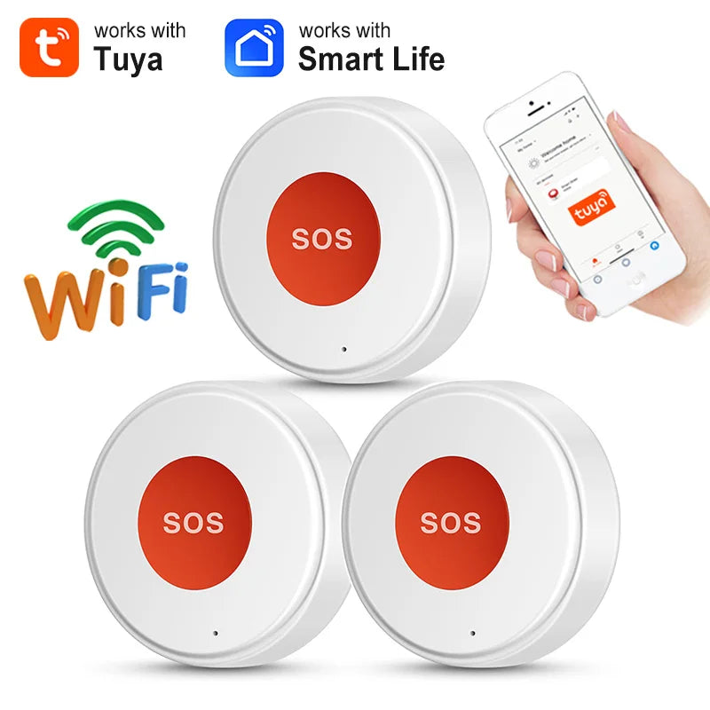 Tuya wifi sos botão uma chave de emergência sem fio alarme segurança dispositivo pânico para idosos crianças segurança em casa vida inteligente app remoto