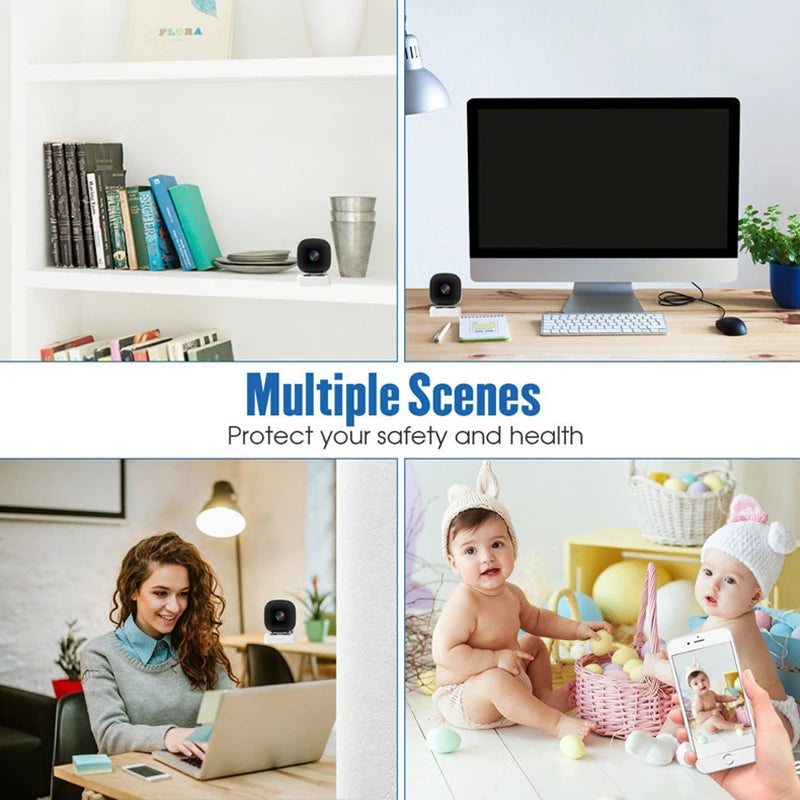 Câmera inteligente sem fio full hd, grande angular, detecção de movimento e gravador de áudio e vídeo para visão noturna, micro filmadora de segurança doméstica