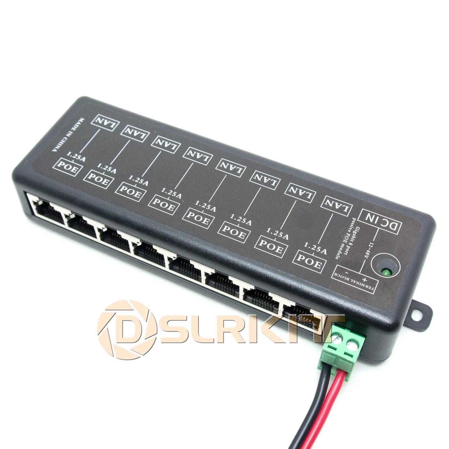 Injetor PoE Passivo Gigabit Dslrkit 8 Portas - Midspan Ethernet Adapter Sem Fonte Externa Compacto